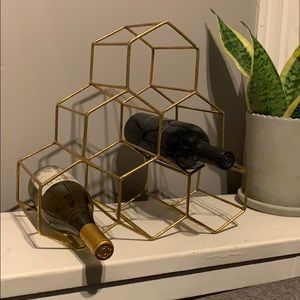 Gold Geometric Honeycomb Wine Rack